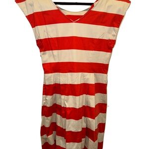 Vibrant Red and White Striped Dress
